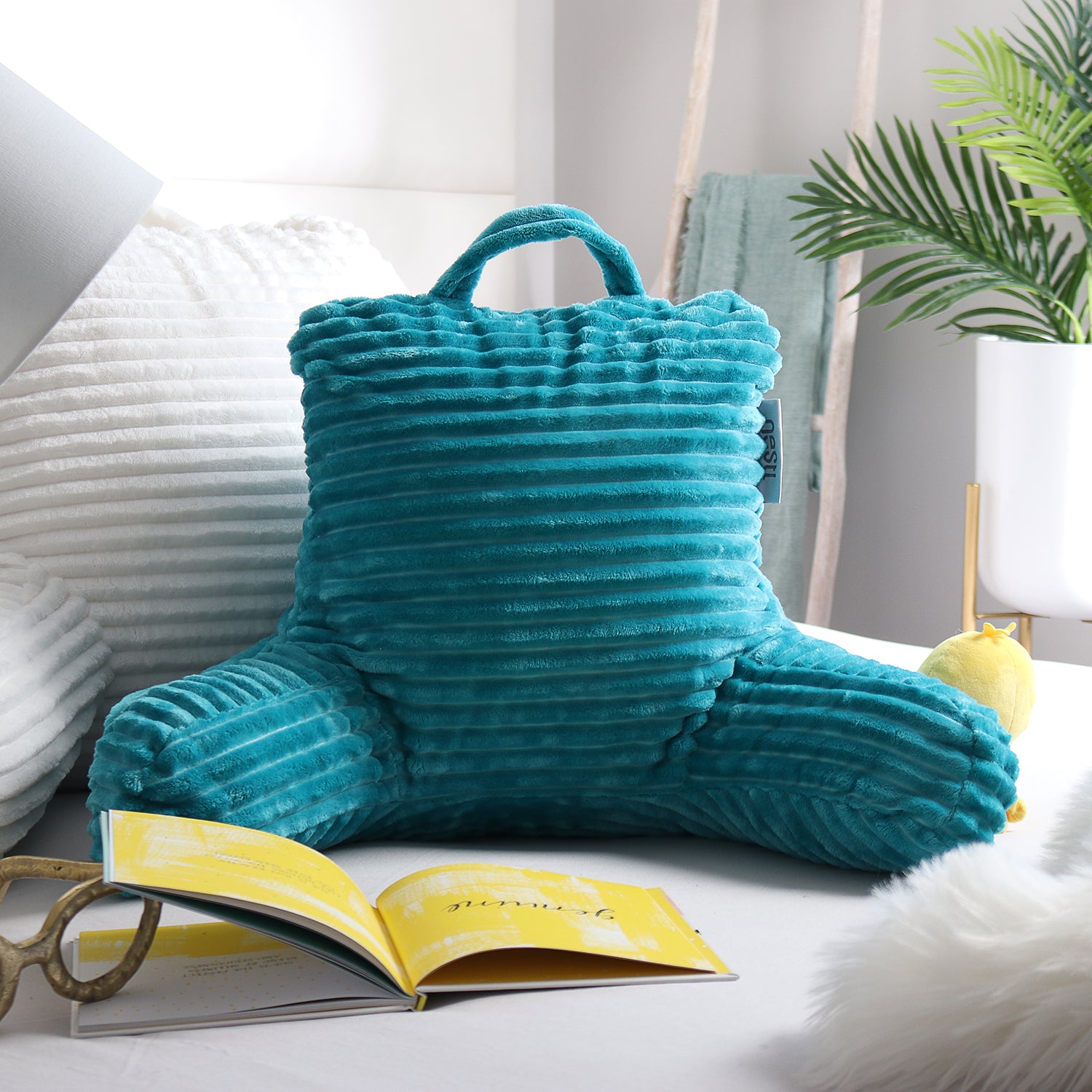 Nestl Backrest Reading Pillow, Back Support Pillow with Arms, Shredded