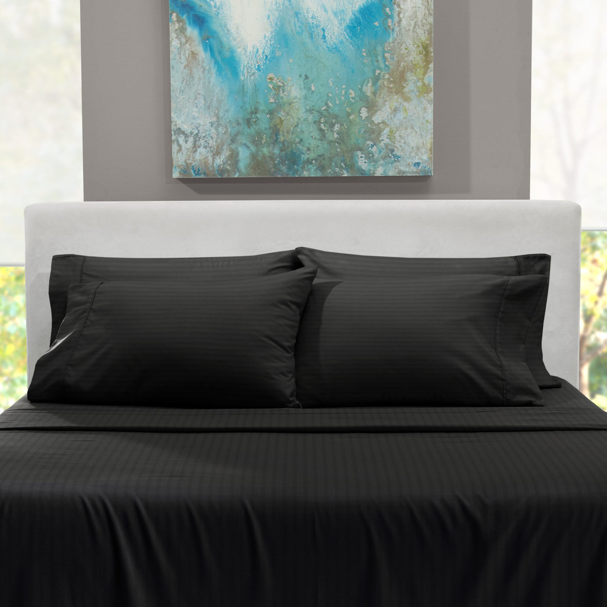 Dobby Stripe 4 Piece Bed Sheet Set – Nestl