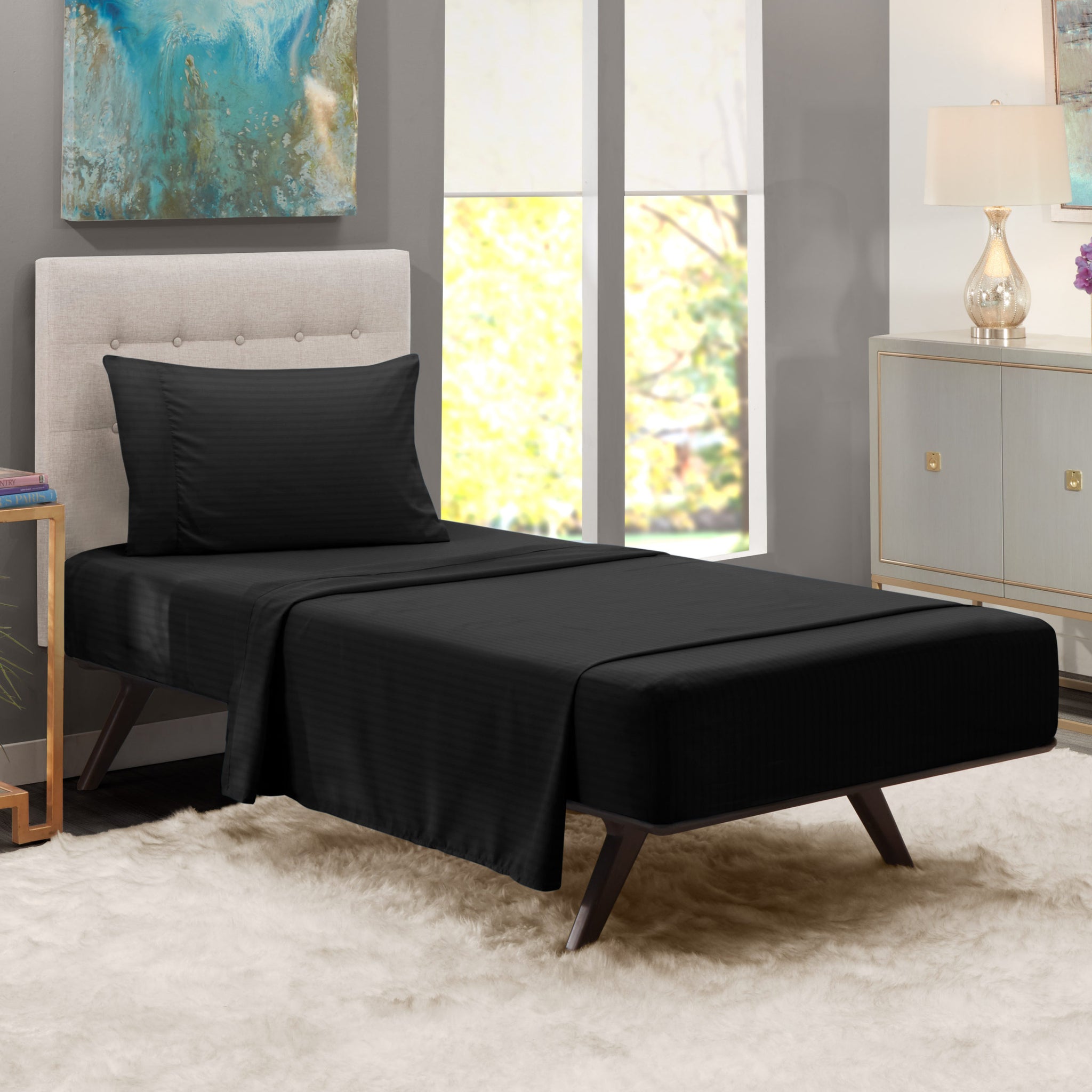 Dobby Stripe 4 Piece Bed Sheet Set – Nestl