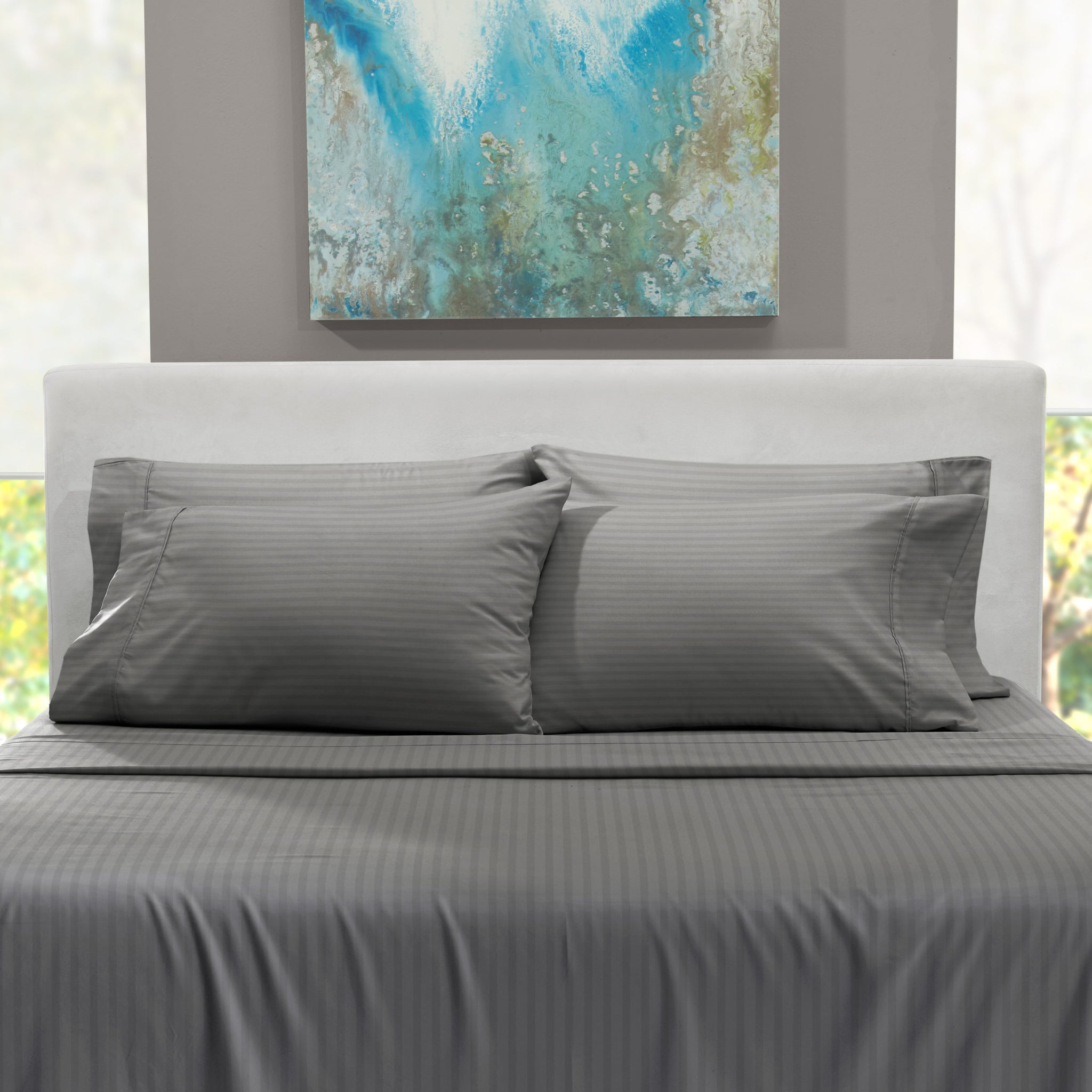 Dobby Stripe 4 Piece Bed Sheet Set – Nestl