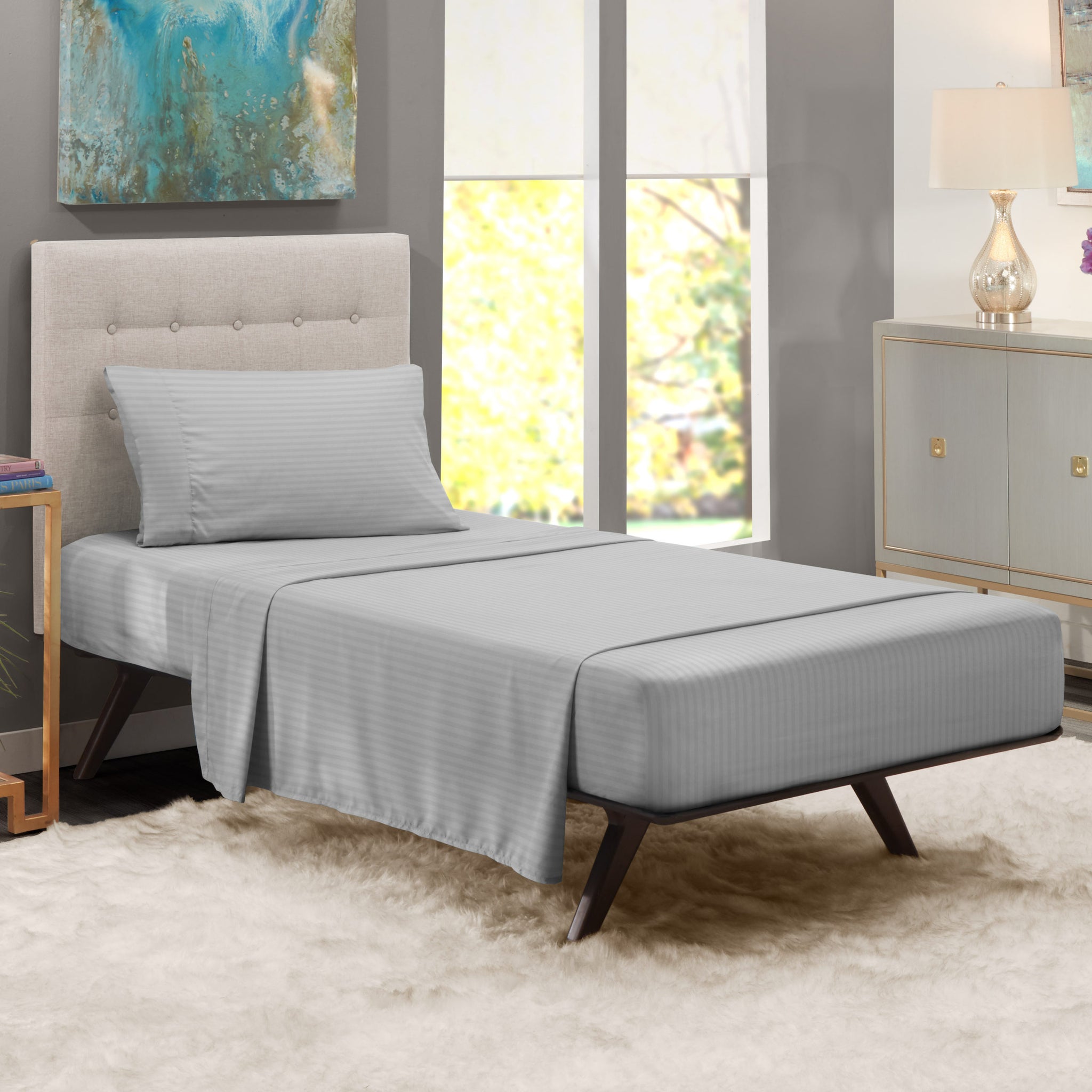 Dobby Stripe 4 Piece Bed Sheet Set – Nestl
